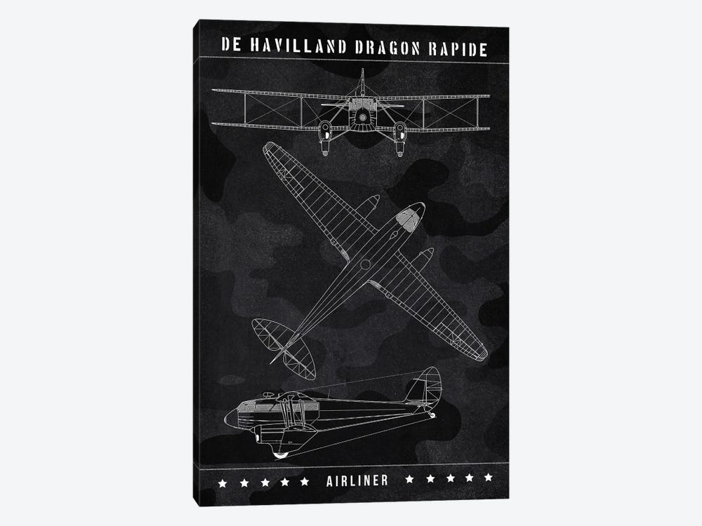 De Havilland Dragon Rapide by Joseph Fernando 1-piece Canvas Artwork