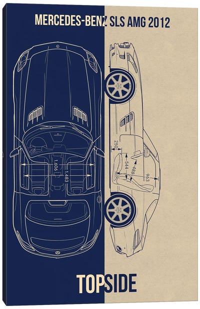 Mercedes-Benz Sls Amg Canvas Art Print - Automobile Blueprints