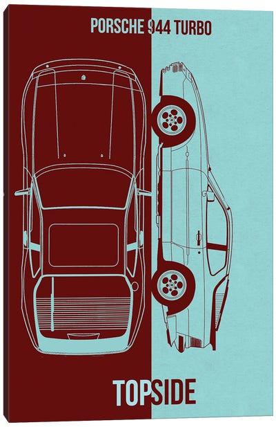 Porsche-944-Turbo Canvas Art Print - Automobile Blueprints