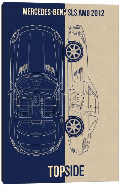 Mercedes Benz SLS Amg Canvas Art Print - Automobile Blueprints