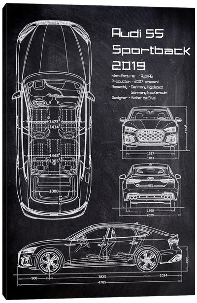Audi S5 Sportback Canvas Art Print - Automobile Blueprints
