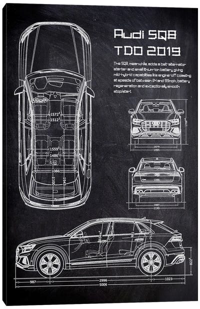 Audi Sq8 Tdo 2019 Canvas Art Print - Automobile Blueprints