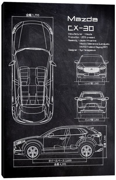 Mazda CX-30 Canvas Art Print - Automobile Blueprints