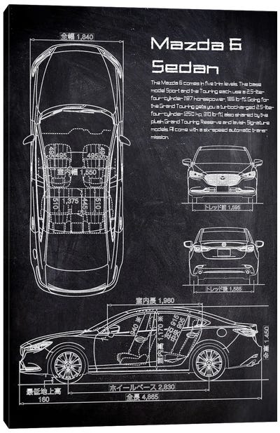 Mazda VI Sedan Canvas Art Print - Automobile Blueprints
