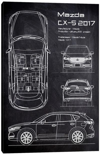 Mazda CX-5 2017 Canvas Art Print - Automobile Blueprints