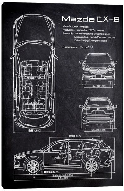 Mazda CX-8 Canvas Art Print - Automobile Blueprints