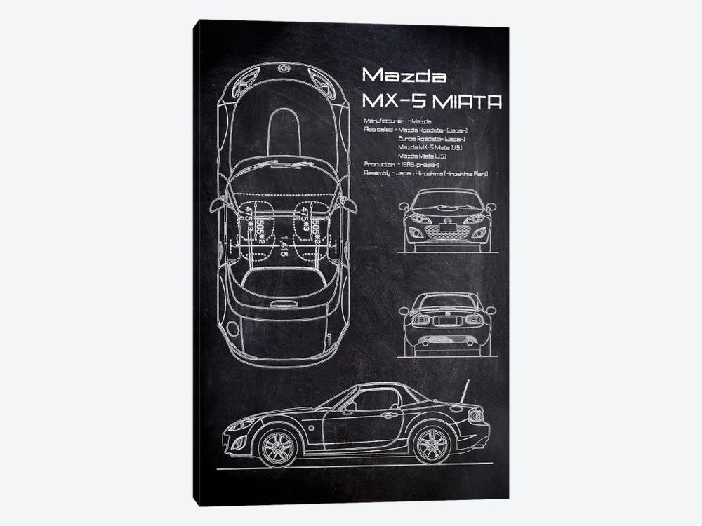 Mazda MX-5 Miata by Joseph Fernando 1-piece Canvas Artwork