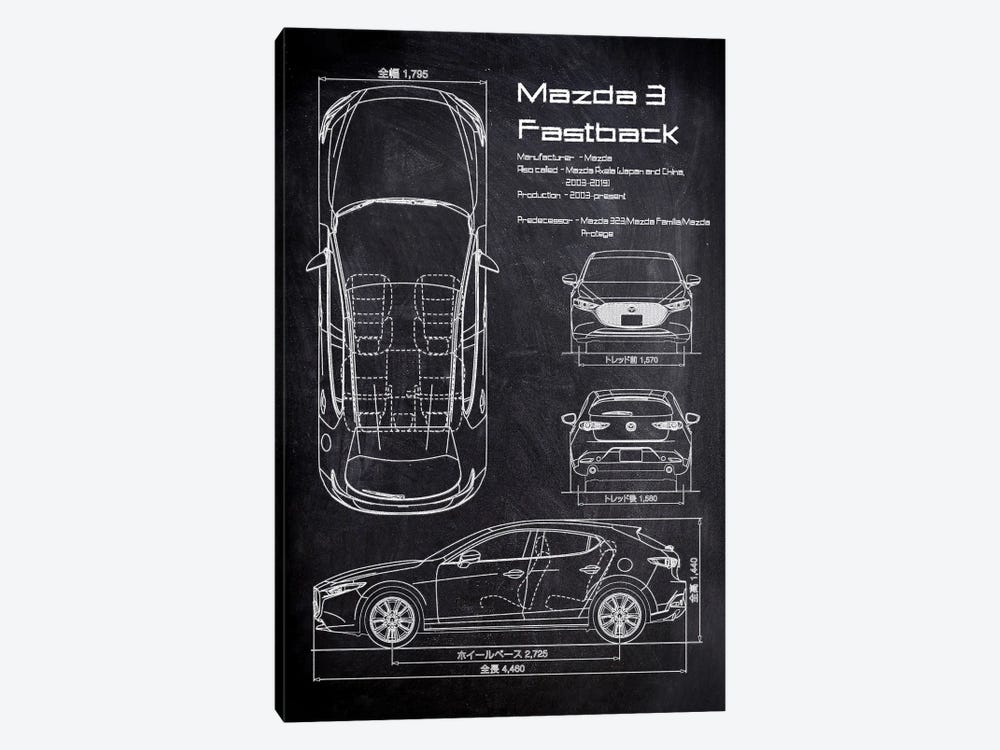 Mazda III Fastback by Joseph Fernando 1-piece Art Print