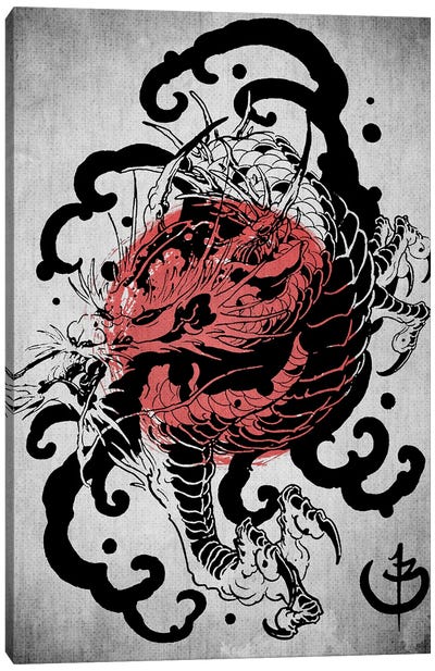 Dragon Samurai Canvas Art Print - Dragon Art
