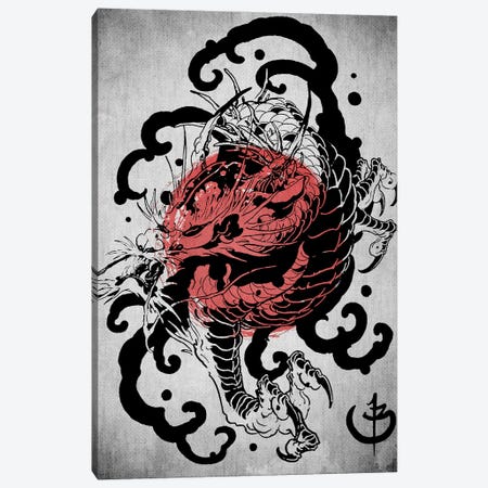 Dragon Samurai Canvas Print #JFD4} by Joseph Fernando Canvas Wall Art