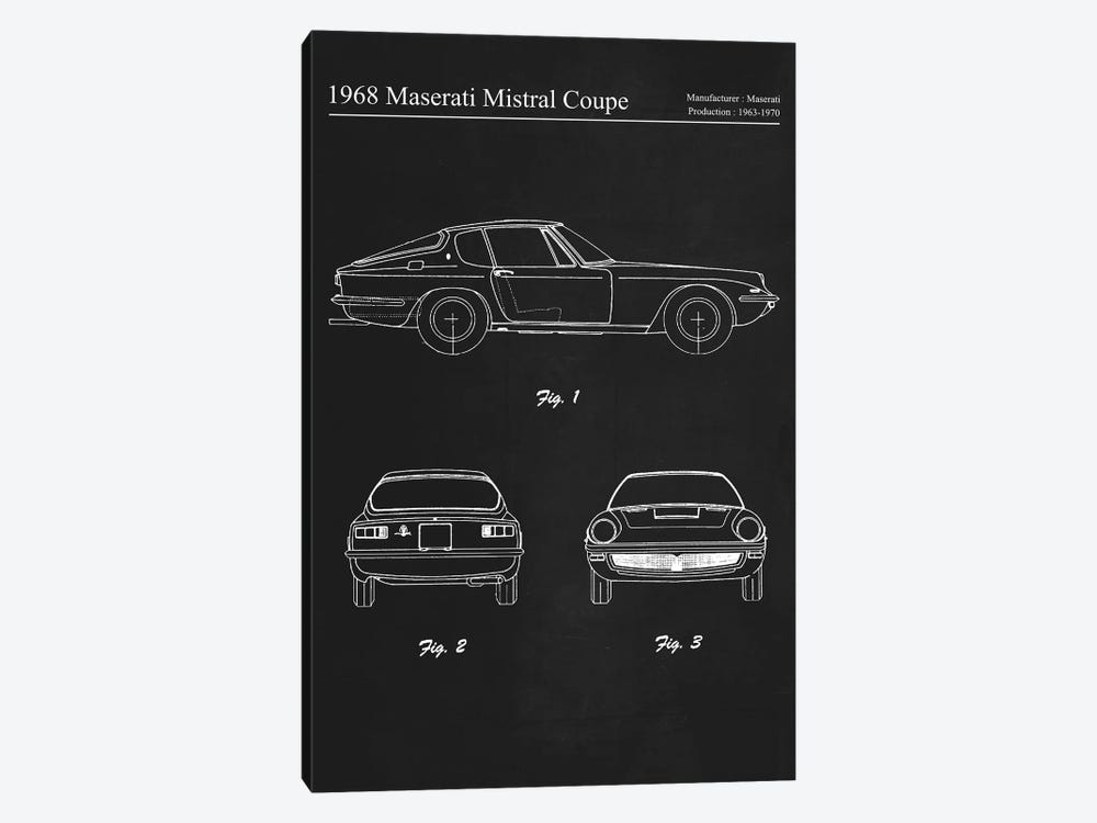 1968 Maserati Mistral Coupe by Joseph Fernando 1-piece Canvas Art Print