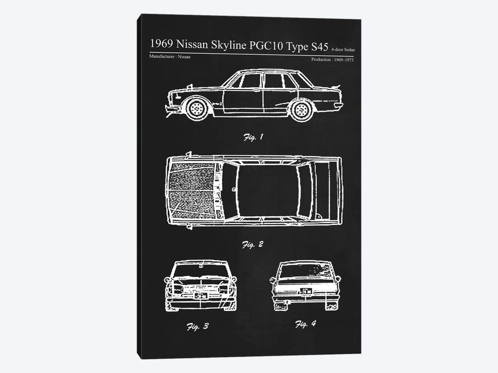 1969 Nissan Skyline PGC10 Type S45 4 Door Sedan by Joseph Fernando 1-piece Canvas Print