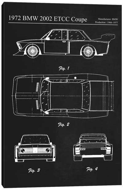1972 BMW 2002 ETCC Coupe Canvas Art Print - Automobile Blueprints