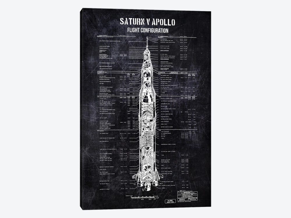 Saturn V Apollo Configuration by Joseph Fernando 1-piece Canvas Wall Art