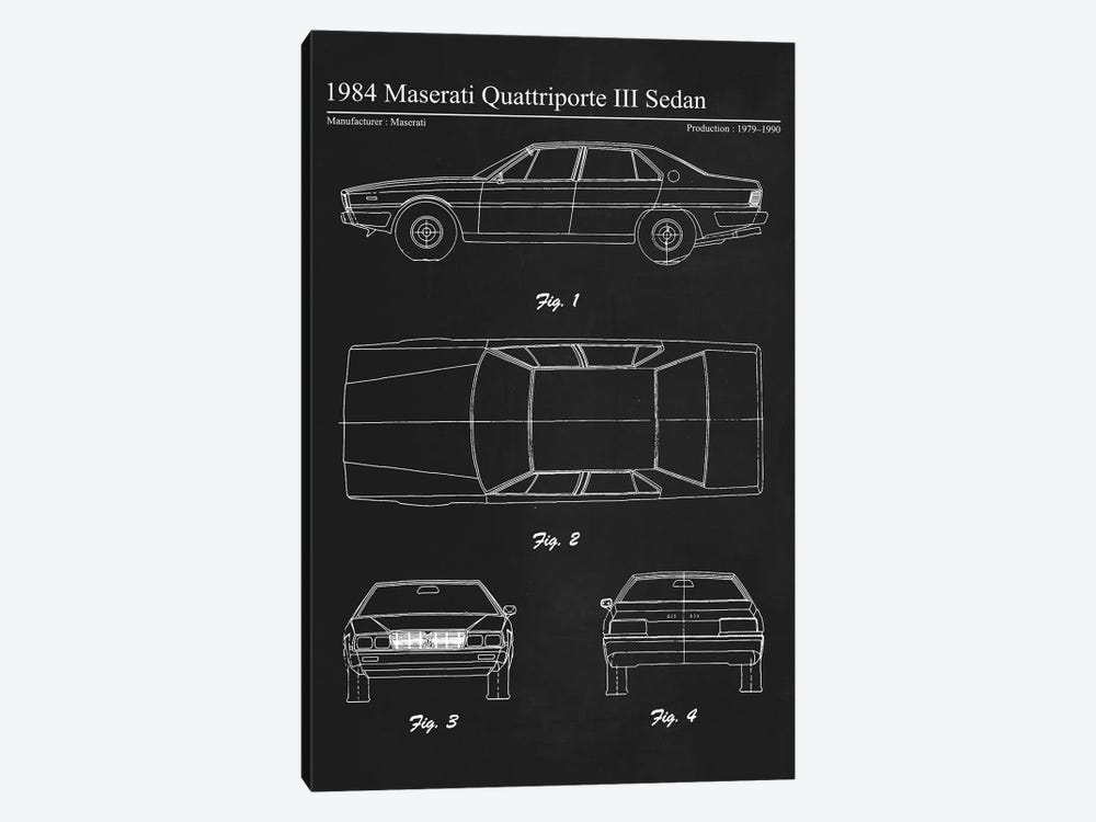 1984 Maserati Quattriporte III Sedan by Joseph Fernando 1-piece Canvas Wall Art