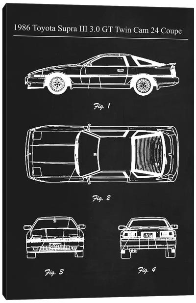 1986 Toyota Supra III 3.0 GT Twin Cam Canvas Art Print - Automobile Blueprints