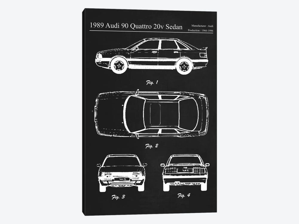 1989 Audi 90 Quattro 20v Sedan by Joseph Fernando 1-piece Canvas Artwork