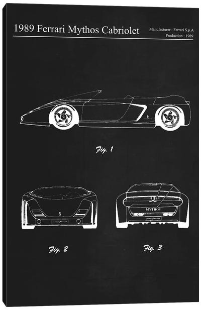 1989 Ferrari Mythos Cabriolet Canvas Art Print - Automobile Blueprints