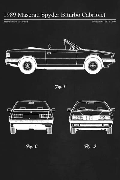 Automobile Blueprints: 1989 Maserati Spyder Biturbo Cabriolet by Joseph Fernando