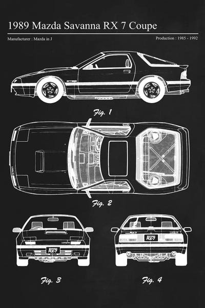 1989 Mazda Savanna RX 7 Coupe by Joseph Fernando framed canvas print