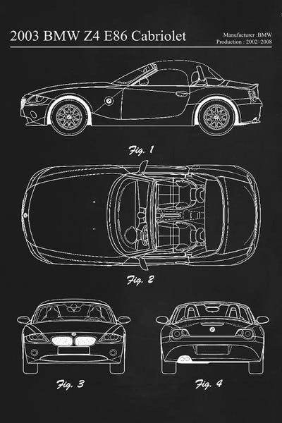 Automobile Blueprints: 2003 BMW Z4 E86 Cabriolet by Joseph Fernando