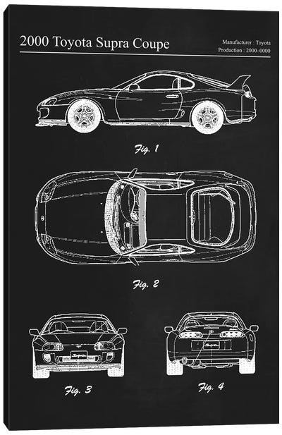 2000 Toyota Supra Coupe Canvas Art Print - Automobile Blueprints