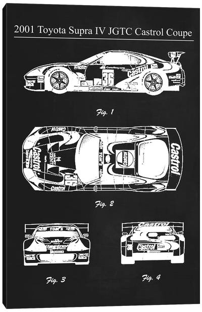2001 Toyota Supra IV JGTC Castrol Canvas Art Print - Automobile Blueprints