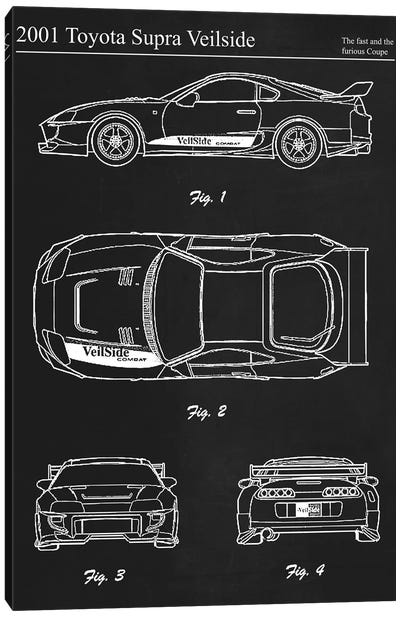 2001 Toyota Supra Veilside Canvas Art Print - Automobile Blueprints