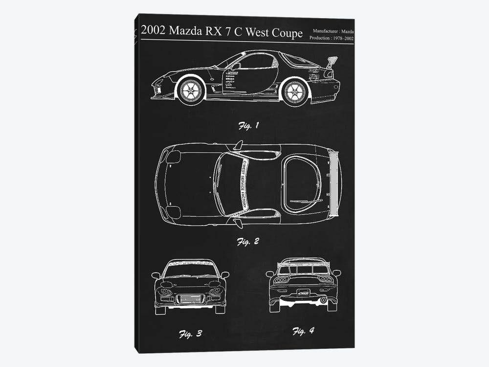 2002 Mazda RX 7 C West Coupe by Joseph Fernando 1-piece Canvas Art Print