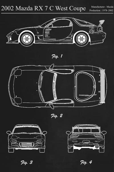 Automobile Blueprints: 2002 Mazda RX 7 C West Coupe by Joseph Fernando