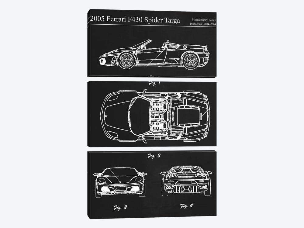 2005 Ferrari F430 Spider Targa_FIGURE by Joseph Fernando 3-piece Canvas Wall Art