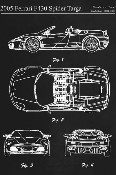 Automobile Blueprints: 2005 Ferrari F430 Spider Targa_FIGURE by Joseph Fernando