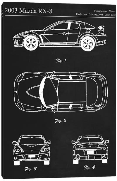 2003 Mazda RX-8 Mazdaspeed Canvas Art Print - Automobile Blueprints