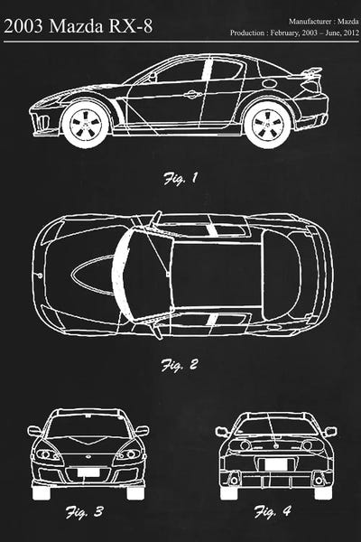 Automobile Blueprints: 2003 Mazda RX-8 Mazdaspeed by Joseph Fernando