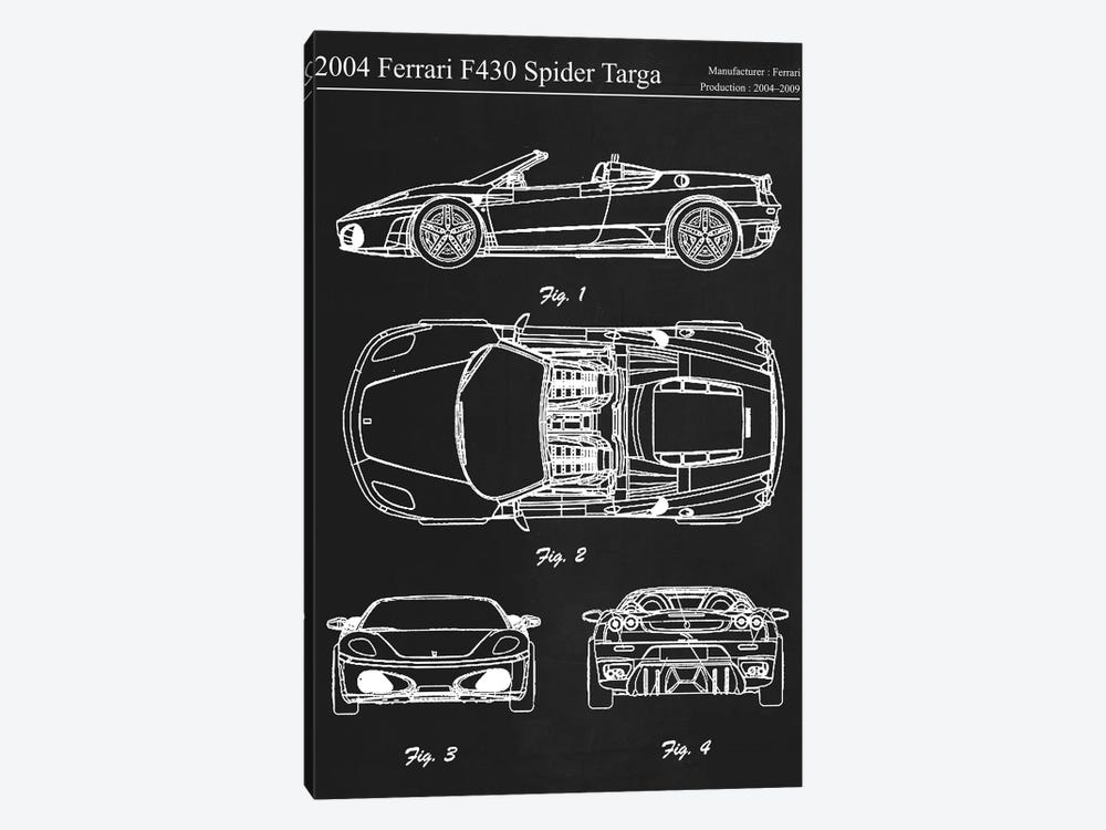 2004 Ferrari F430 Spider Targa by Joseph Fernando 1-piece Canvas Wall Art