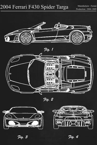 Automobile Blueprints: 2004 Ferrari F430 Spider Targa by Joseph Fernando