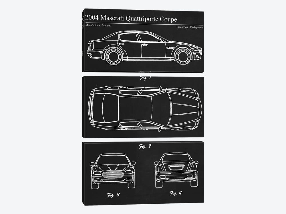 2004 Maserati Quattriporte Coupe by Joseph Fernando 3-piece Canvas Print
