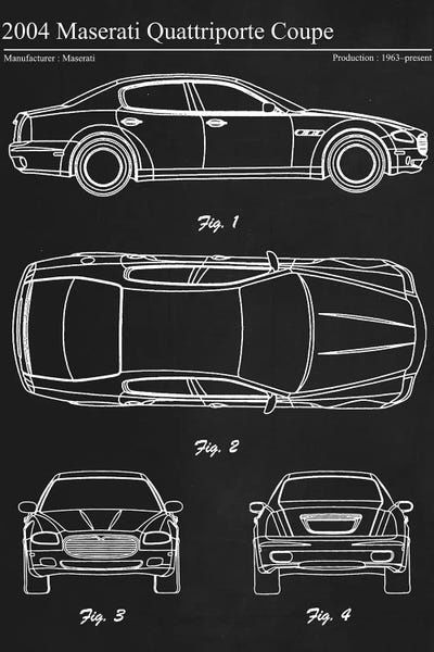 Automobile Blueprints: 2004 Maserati Quattriporte Coupe by Joseph Fernando