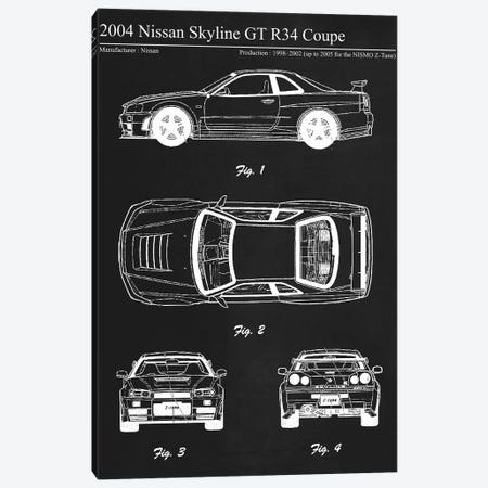 2004 Nissan Skyline GT R34 Coupe Canvas Print #JFD95} by Joseph Fernando Canvas Art