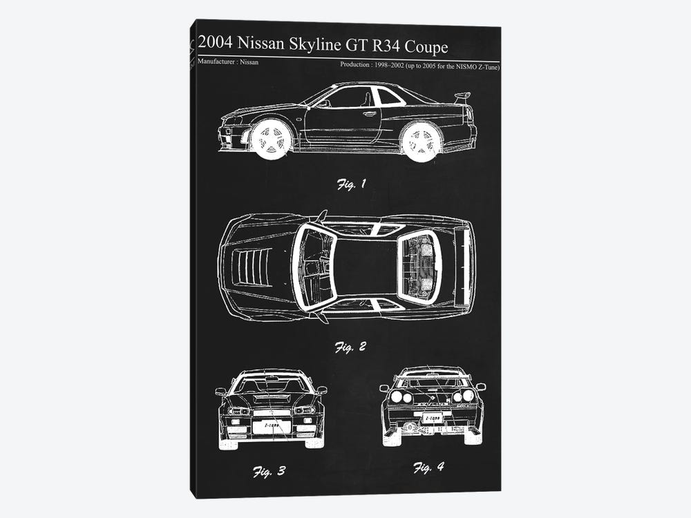 2004 Nissan Skyline GT R34 Coupe by Joseph Fernando 1-piece Canvas Artwork