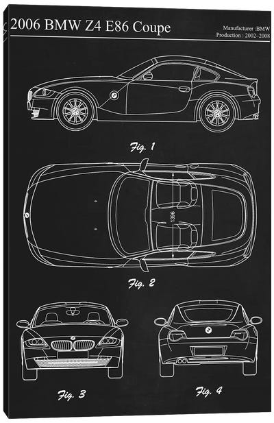 2006 BMW Z4 E86 Coupe Canvas Art Print - Automobile Blueprints