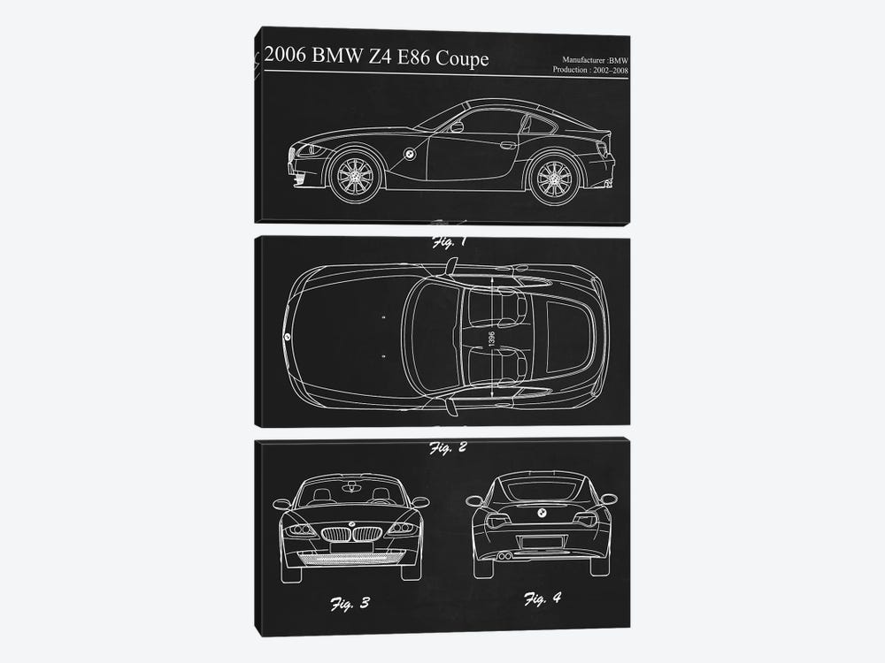 2006 BMW Z4 E86 Coupe by Joseph Fernando 3-piece Canvas Art Print