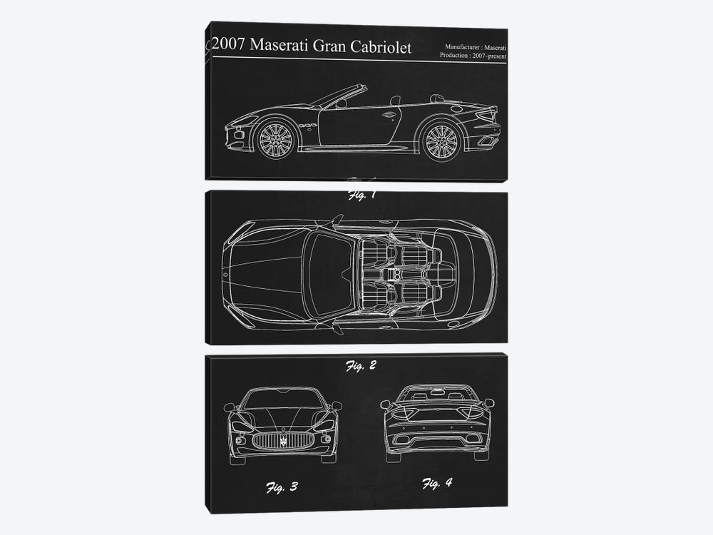 2007 Maserati Gran Cabriolet by Joseph Fernando 3-piece Canvas Art