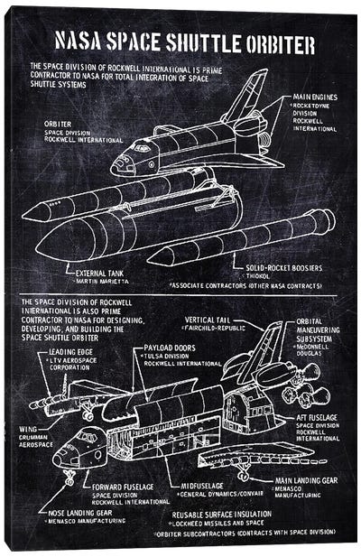 nasa space shuttle orbiter Canvas Art Print - Electronics & Communication Blueprints