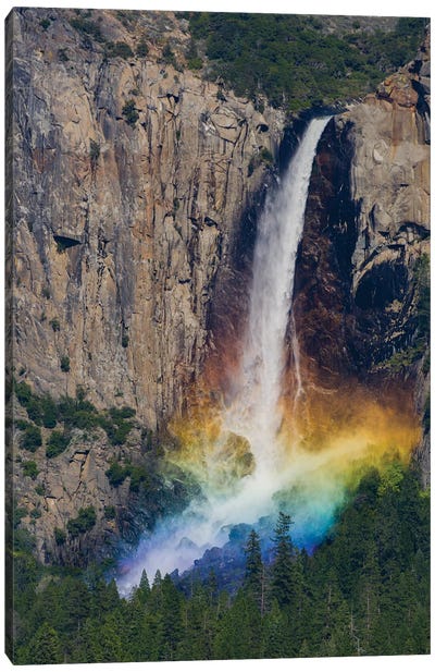 Bridal Veil Falls and rainbow, Yosemite National Park, California Canvas Art Print - Jeff Foott
