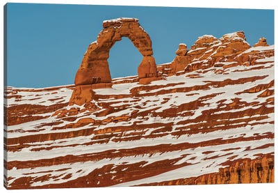 Delicate Arch in winter, Arches National Park, Utah Canvas Art Print - Jeff Foott
