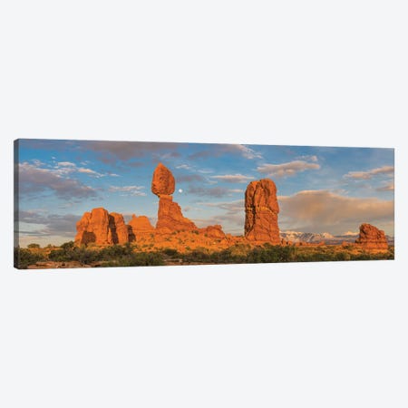 Full moon and Balanced Rock, Arches National Park, Utah Canvas Print #JFF46} by Jeff Foott Canvas Print