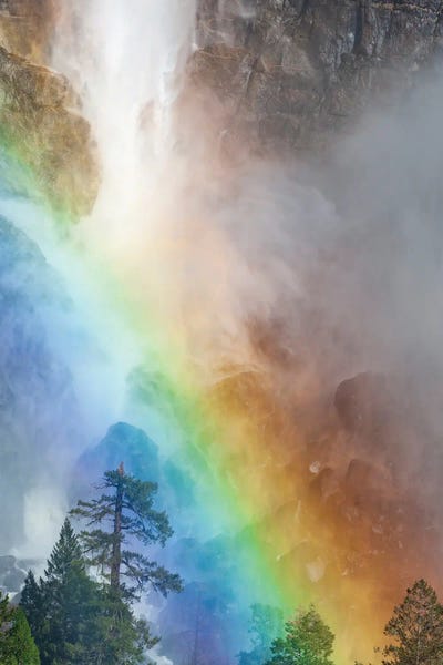 Rainbow In Mist From Waterfall Bridal Vei Canvas Print Jeff Foott