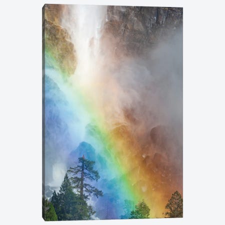 Rainbow in mist from waterfall, Bridal Veil Falls, Yosemite National Park, California Canvas Print #JFF73} by Jeff Foott Canvas Art Print