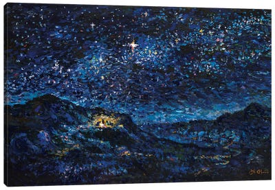 Nativity Canvas Art Print - Night Sky Art